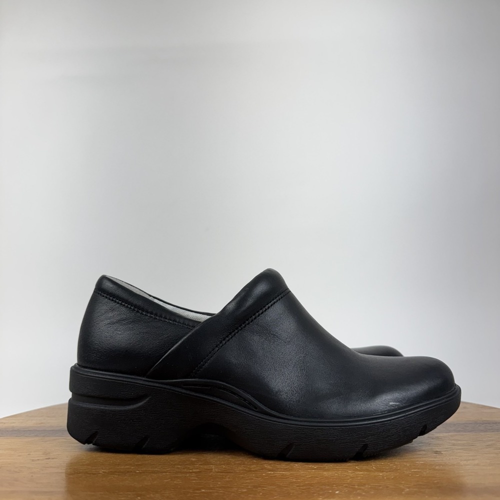 New NIB Womens Align Indya Black Leather Comfort Casual Clogs Shoes Size 8 M